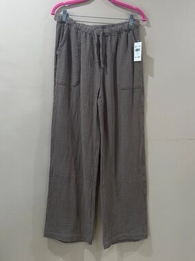 NWT Splendid Gauze Brown Wide Leg Pants Cotton Pull On Womens M Beach Coastal